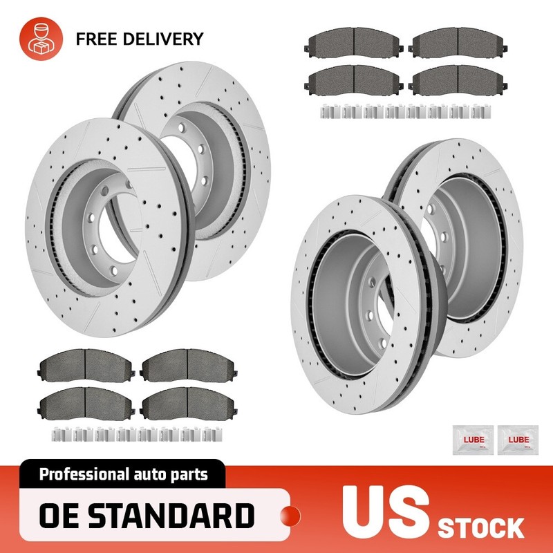4WD Front & Rear Brake Rotors+Ceramic Pads Set for Ford F-250/F-350 Super Duty
