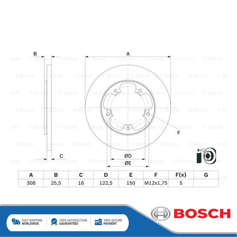 Fits Ford Transit 2014-2024 Brake Discs Rear Bosch 1815599 BK312A315AB