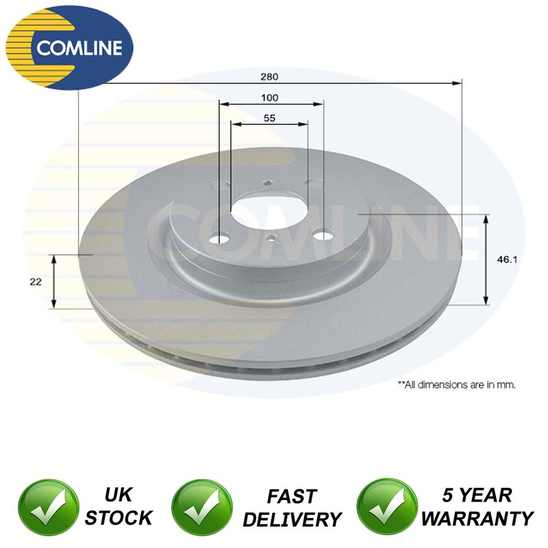 Brake Disc Front Comline Fits Toyota Yaris 2013- 1.5 #1 435120D2140 435120D210