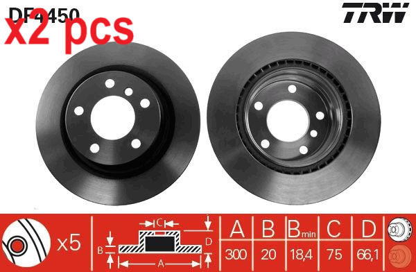 X2 PCS L&R SIDES BRAKE DISC DF4450
