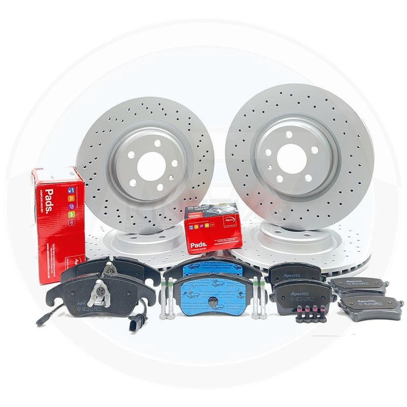 FOR AUDI S5 F5 FRONT & REAR CROSS DRILLED BRAKE DISCS APEC PADS 345mm 330mm
