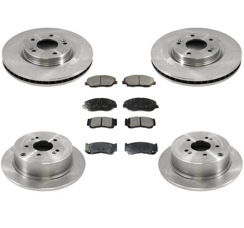 Front & Rear Brake Rotors & Ceramic Brake Pads 6Pc for Hyundai Santa Fe 07-09