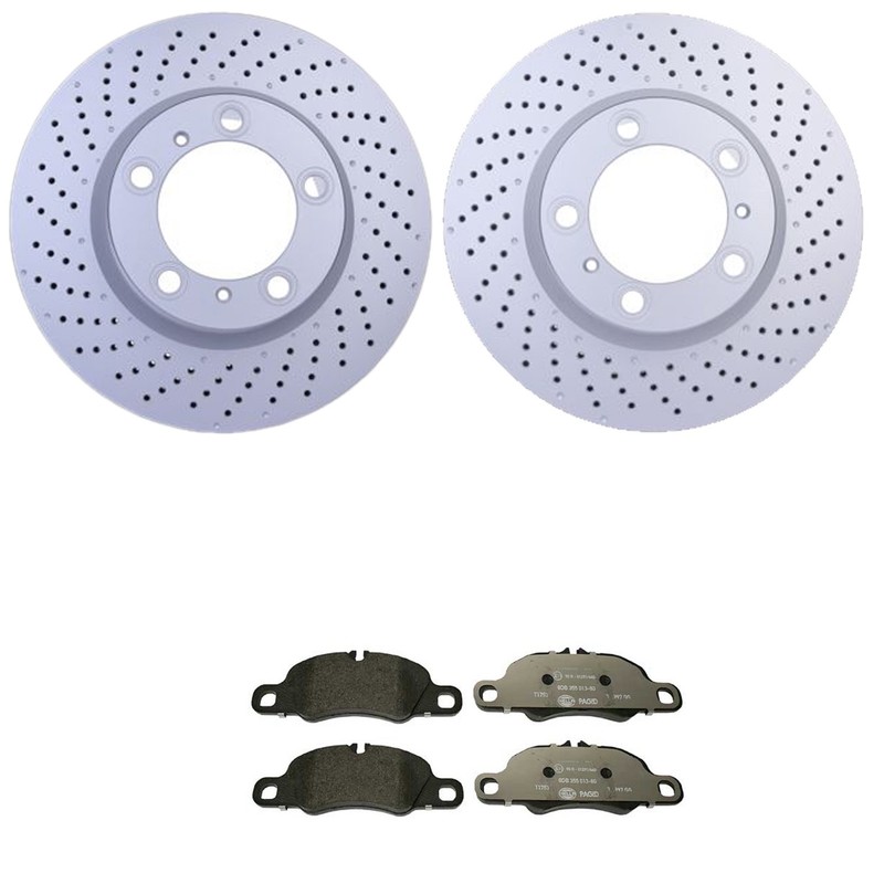 Hella Front Rotors Low-Met Disc Brake Pad Kit For 718 Cayman 911 Boxster Cayman