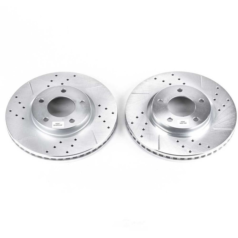 Disc Brake Rotor Set-Front Drilled, Slotted and Zinc Plated Brake Rotor Pair