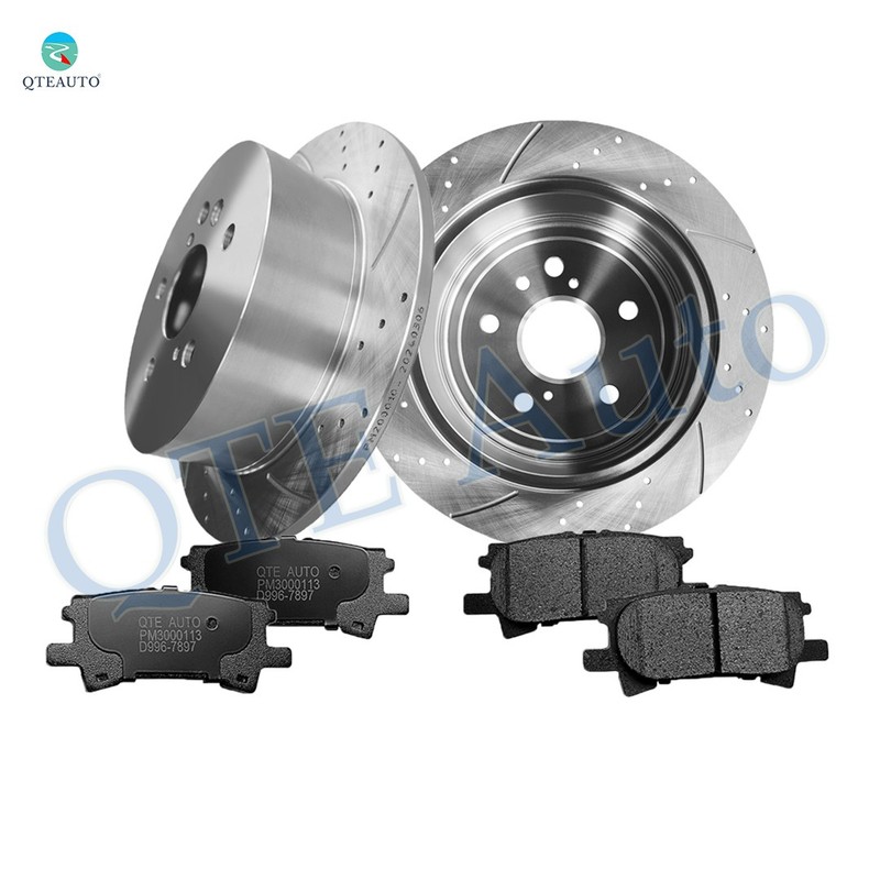 6 Rear 288 Drilled Brake Disc Rotors-Ceramic Brake Pad To 2004-2006 Lexus RX330