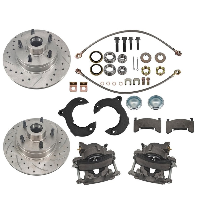 11 In Front Disc Brake Kit 5 on 4-3/4 drilled & slotted Rotors for Mustang II