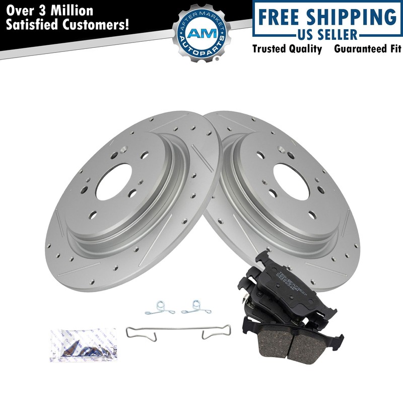 Performance Rear Brake Pad & Rotor Kit Ceramic Premium G-Coated Fits Acura