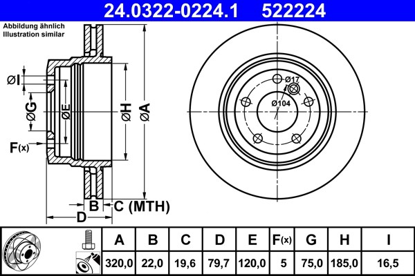ATE 24.0322-0224.1 Brake Disc for BMW