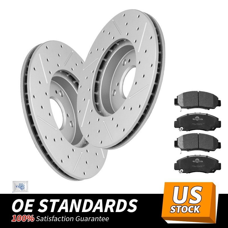 282mm Front Drilled Rotors Ceramic Brake Pads for Honda Civic GX Acura CSX