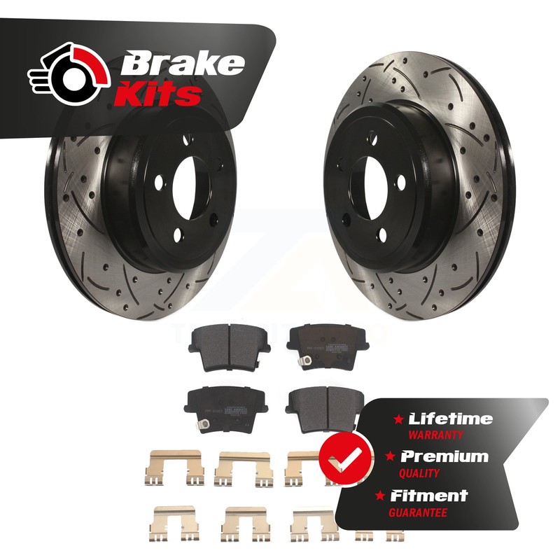 Rear Drill Slot Brake Rotors Semi-Metallic Pad Kit For 2006-2023 Dodge Charger R