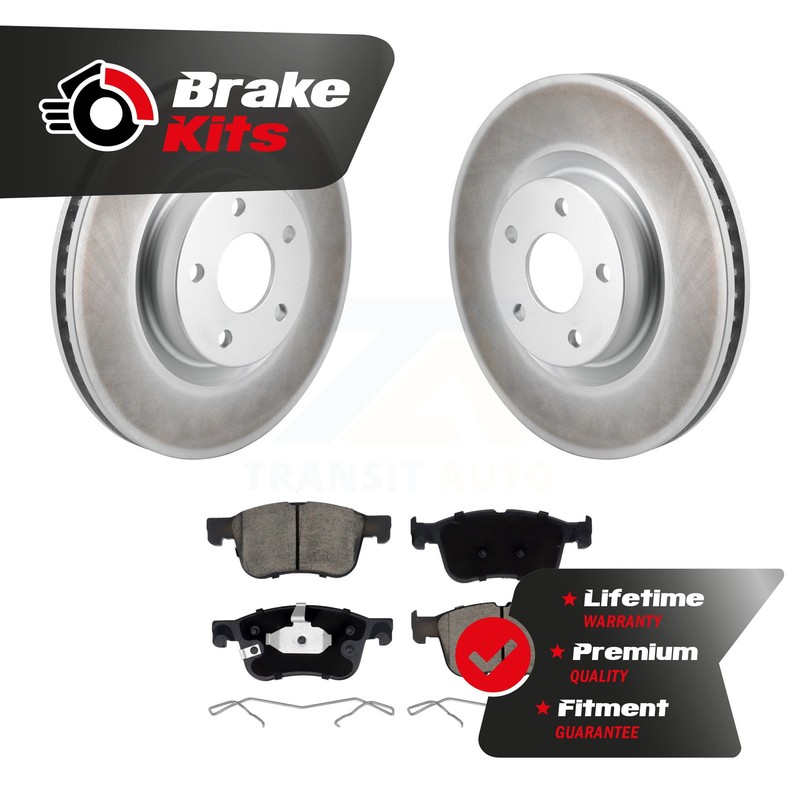 Front Coated Disc Brake Rotors And Ceramic Pads Kit For 2020-2023 Ford Escape