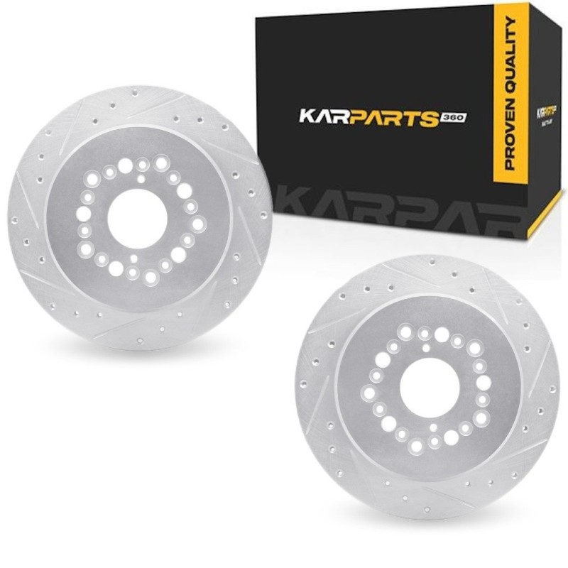 For Lexus LS400 1993-2000 Brake Rotor Set | Silver | Drilled And Slotted