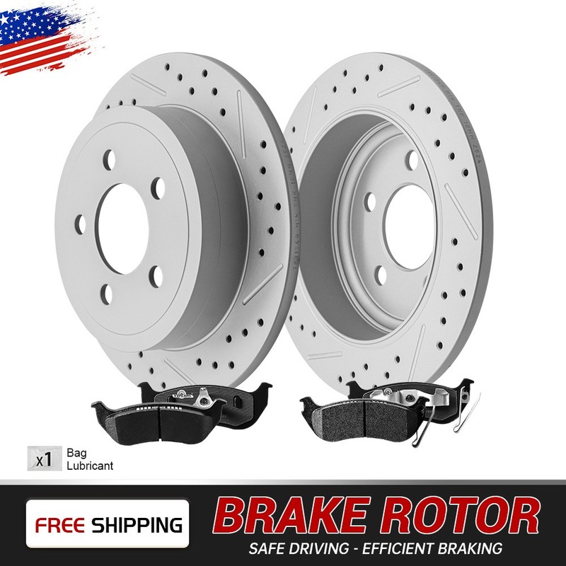 Rear Drilled Disc Rotors Ceramic Pad for 2003- 007 Liberty Wrangler Liberty TJ