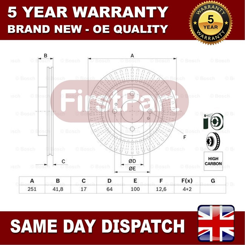 Fits Mitsubishi Mirage 2012-2024 1.0 1.2 Firstpart Front Brake Discs 4615A129