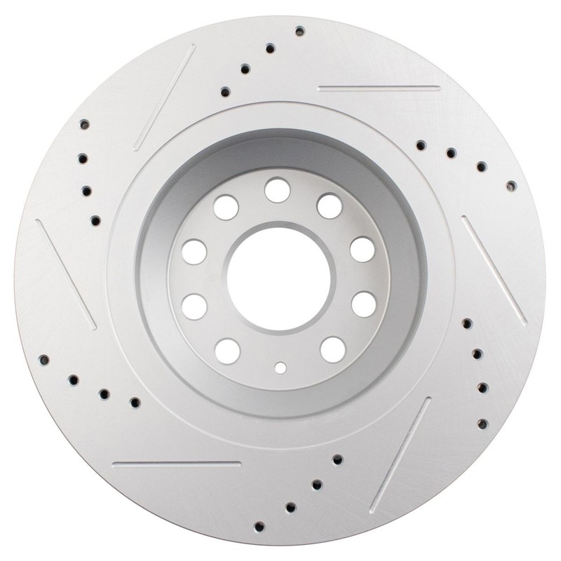 Rear Performance Drilled Slotted G-Coated Brake Rotor Pair for Audi VWA gallery