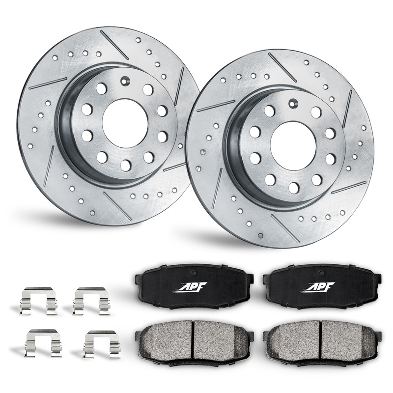 Front Zinc Drill/Slot Brake Rotors + Ceramic Pads for Audi TT 2008-2009