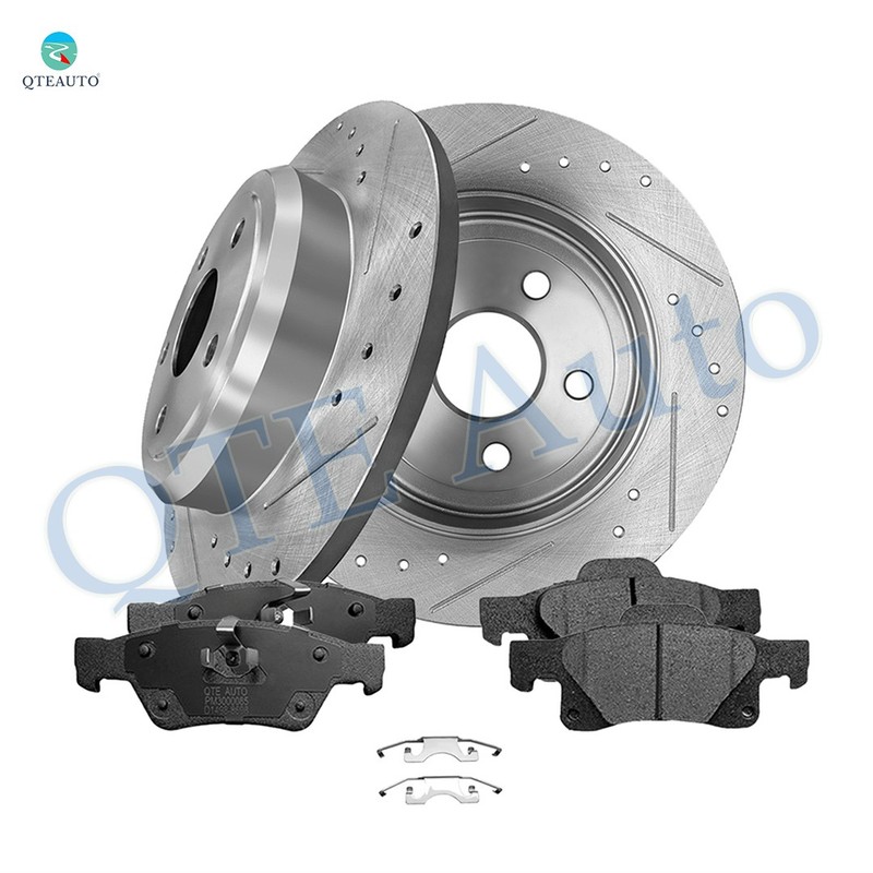 6P Rear 330mm Drilled Slotted Brake Rotors-Brake Pad For 2011-2020 Dodge Durango