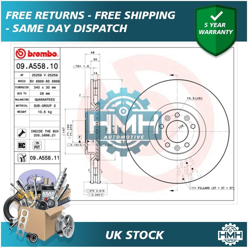 Fits Peugeot 508 SW 1.6 HDi 2.0 2.2 3.0 + Other Models HMH Front Brake Disc gallery
