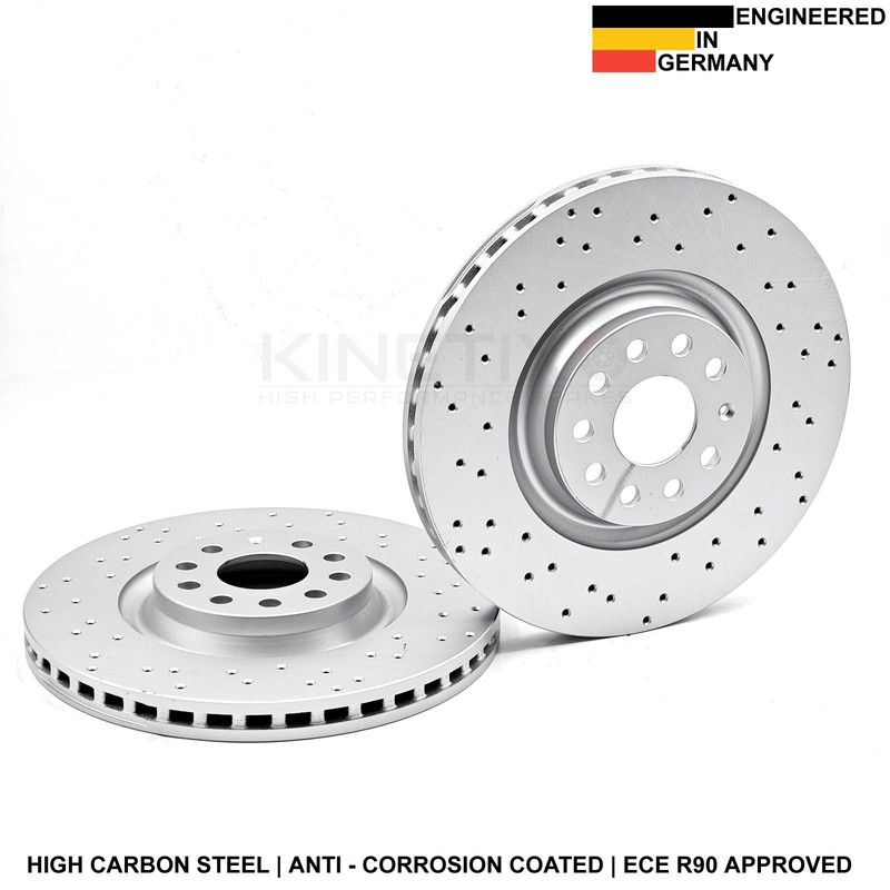 FOR AUDI S3 8V 13-20 CROSS DRILLED FRONT BRAKE DISCS BREMBO XTRA PADS WIRE 340mm gallery