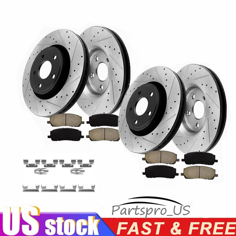 Front Rear Drilled Rotors and Brake Pads for 2010-2017 GMC Terrain Chevy Equinox