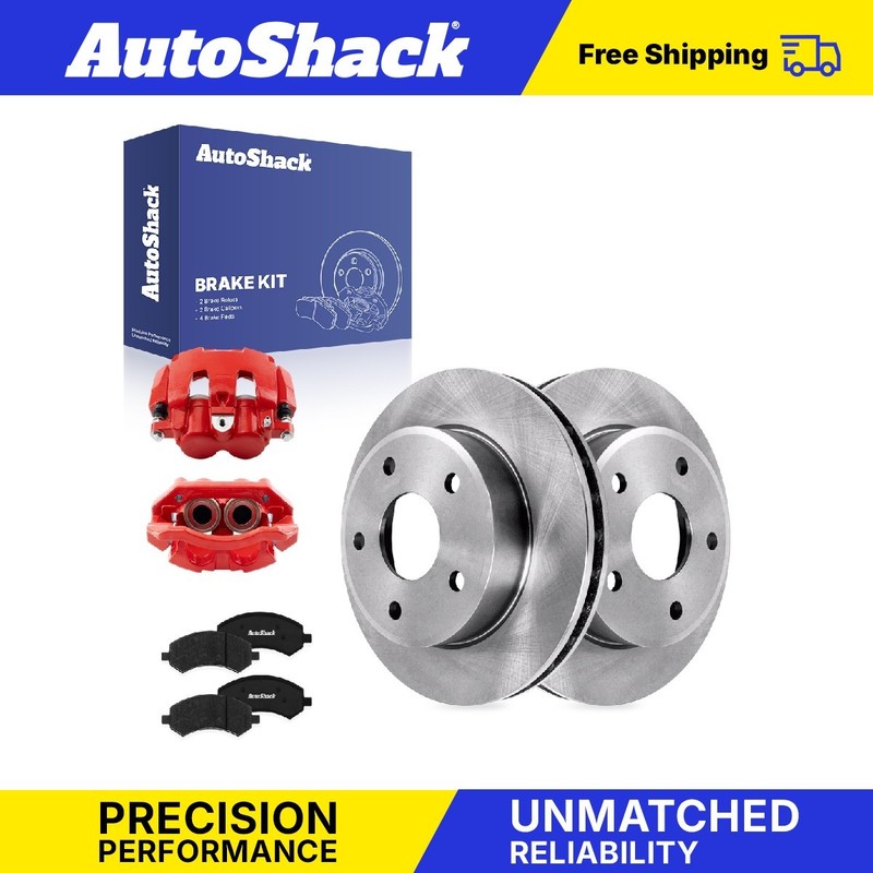 Front Brake Rotors Ceramic Pads Calipers Red for Dodge, Dakota 2009-2010