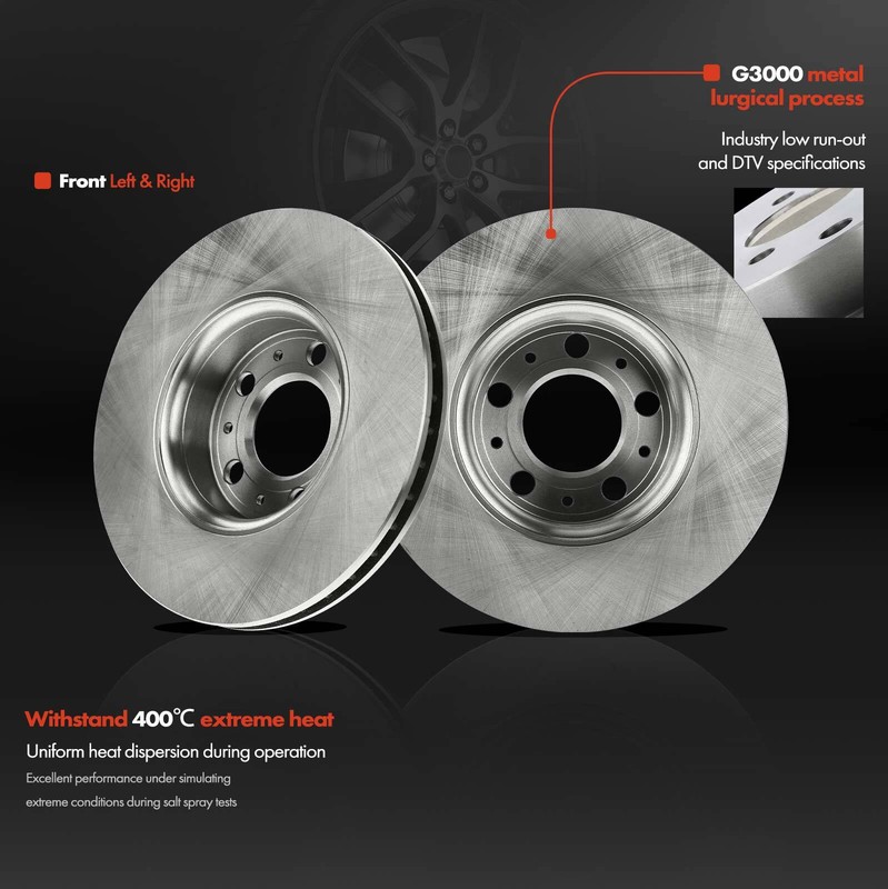 2 Pair New Front Side Disc Brake Rotors for Volvo S60 S80 V70 XC70 286 mm Vented gallery