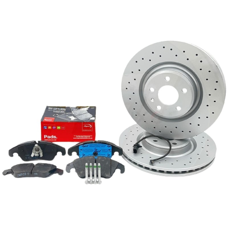 FOR AUDI S5 V6 FRONT DRILLED PERFORMANCE BRAKE DISCS APEC PADS SENSOR 345mm