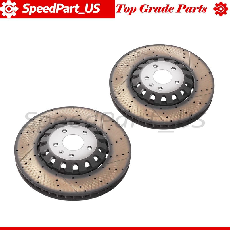 NEW Set Of 2 For Audi A6 A8 Q7 Q8 Front Brake Disc Rotors 4M0615301AS