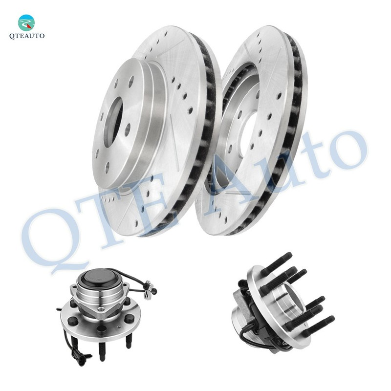 Front 304.8mm Drilled Brake Rotors-Wheel Hub To 2000-2006 GMC Yukon XL 1500 RWD