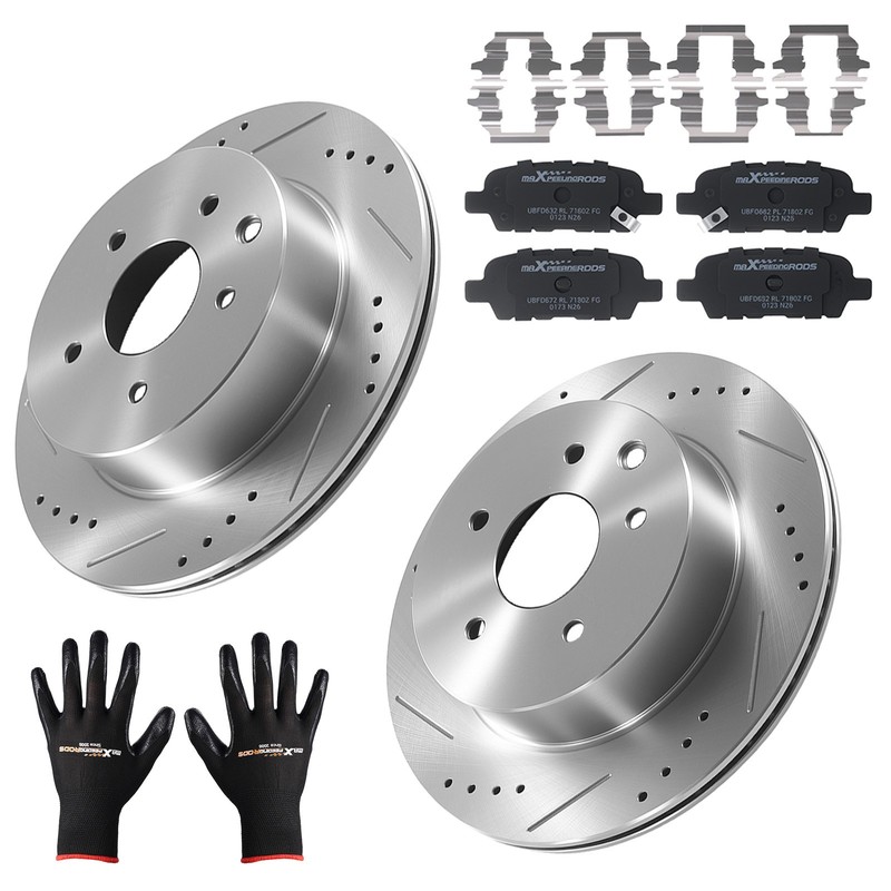 Rear Disc Brake Rotors Ceramic Pads for Nissan Rogue Sport 2017-20/350Z 2003-05