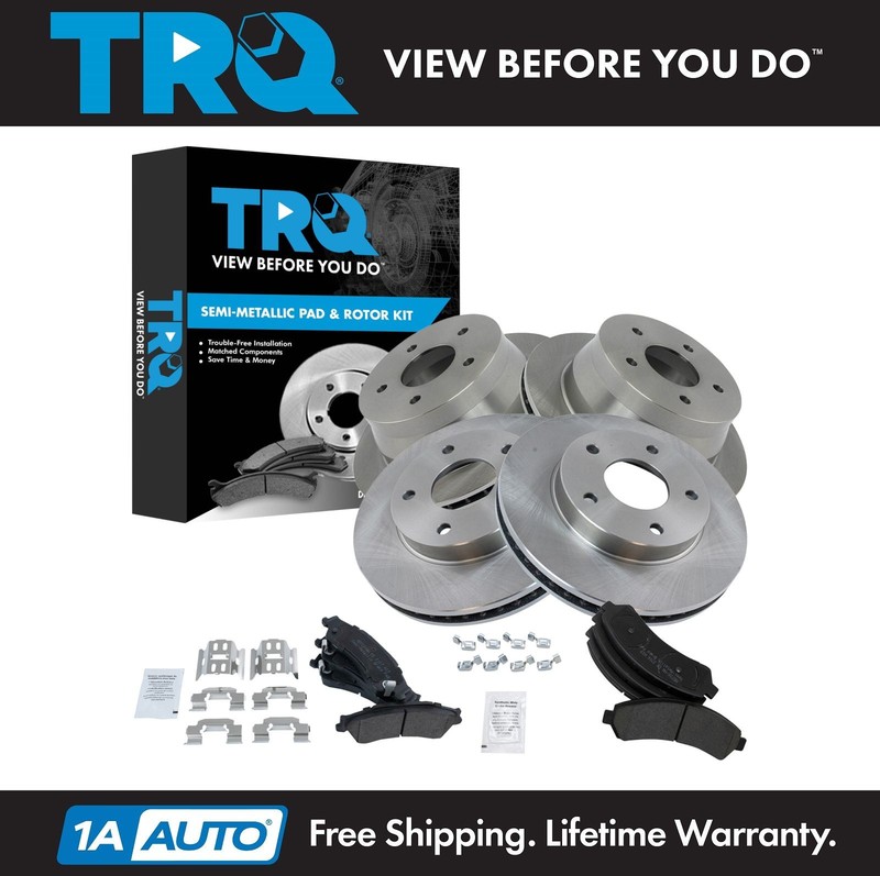 TRQ Front & Rear Premium Posi Metallic Brake Pad & Rotor Kit for GM Truck