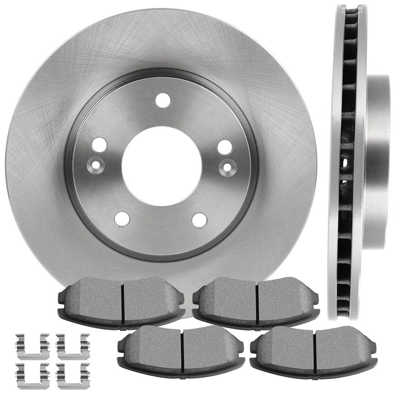 Front Ceramic Brake Pads + 2X Solid Rotors For 2007-2009 10 Hyundai For Elantra