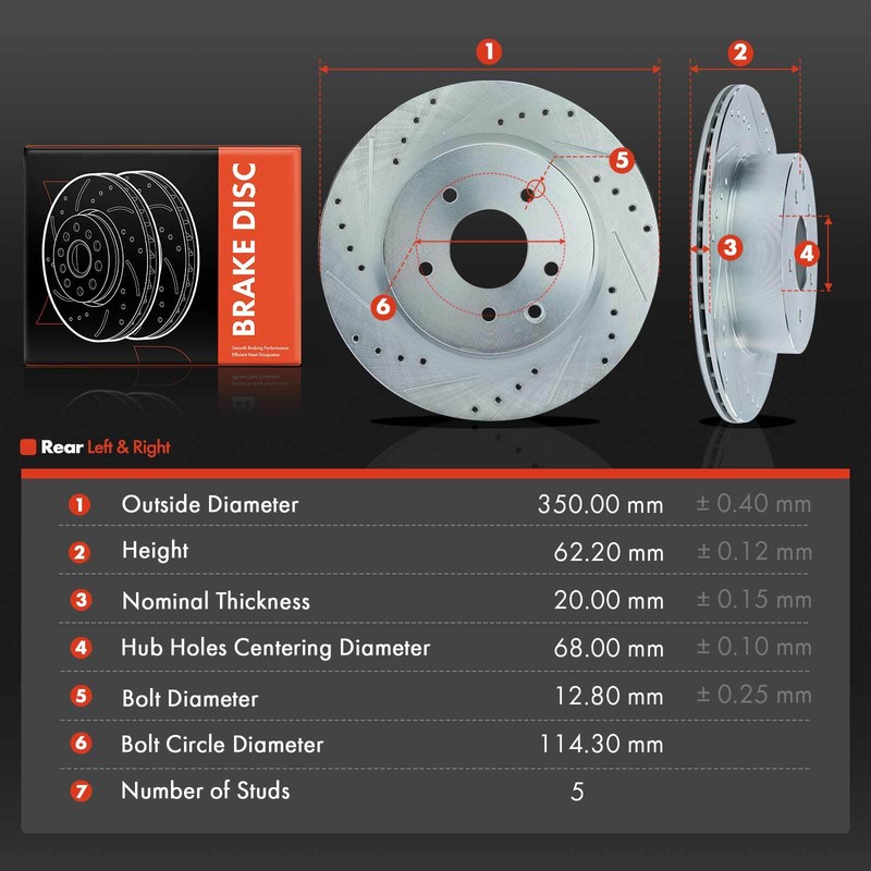 Drilled & Slotted Brake Rotors for Nissan Maxima 2009-2014 16-17 Front & Rear gallery