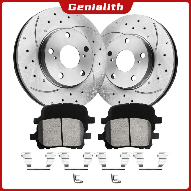 Front Drilled Rotors Ceramic Brake Pads for 1998-2001 Toyota Avalon Camry Solara