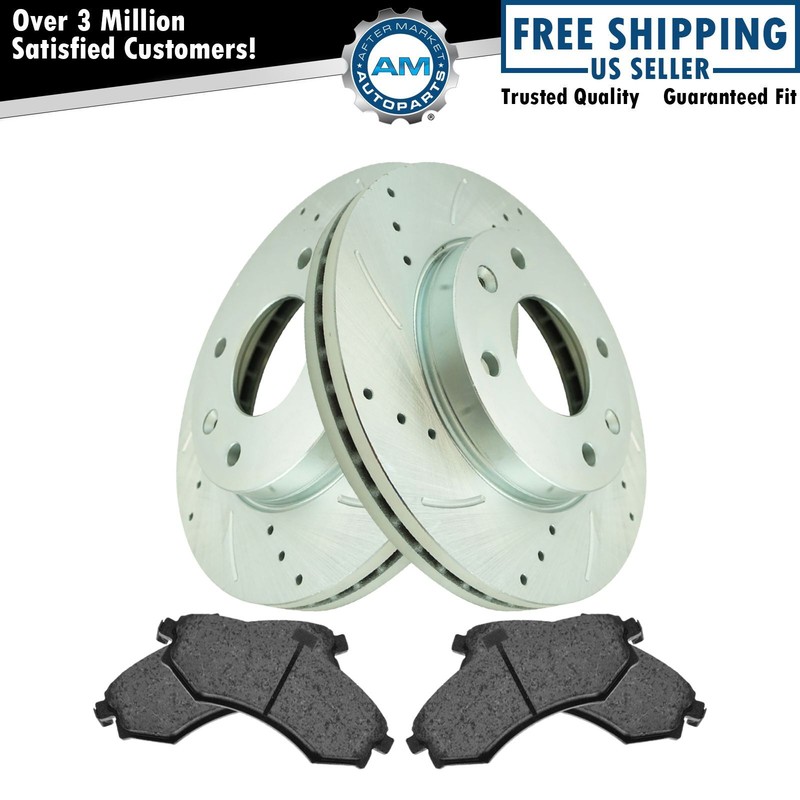 Front Performance Drilled Slotted Brake Rotor & Ceramic Pad Kit