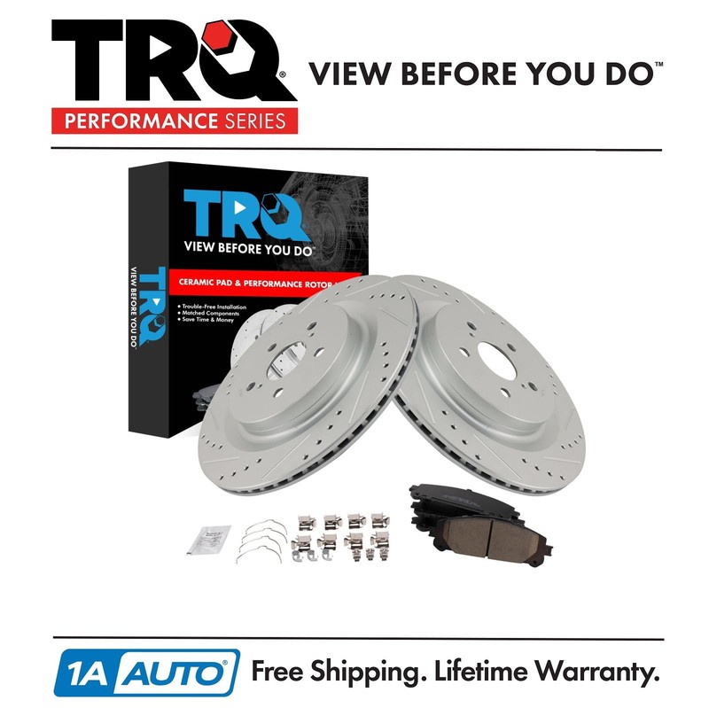TRQ Performance Front Brake Pad & Rotor Kit Premium G-Coated Ceramic Fits Toyota
