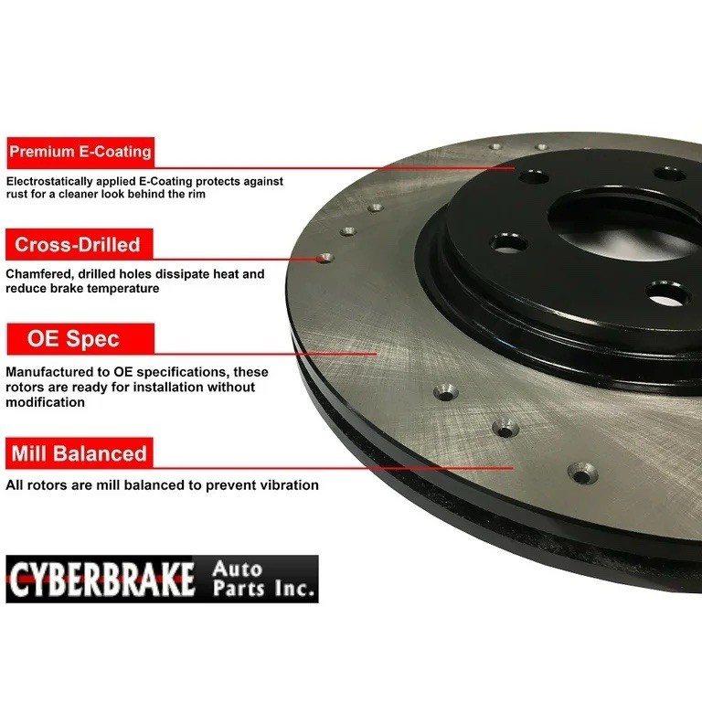 BK1169-5D Front Premium E-Coat Drilled Rotors and Ceramic Pads 04-06 Mazda 3, gallery
