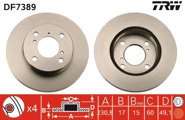 2X DF7389 TRW Brake Disc for Suzuki