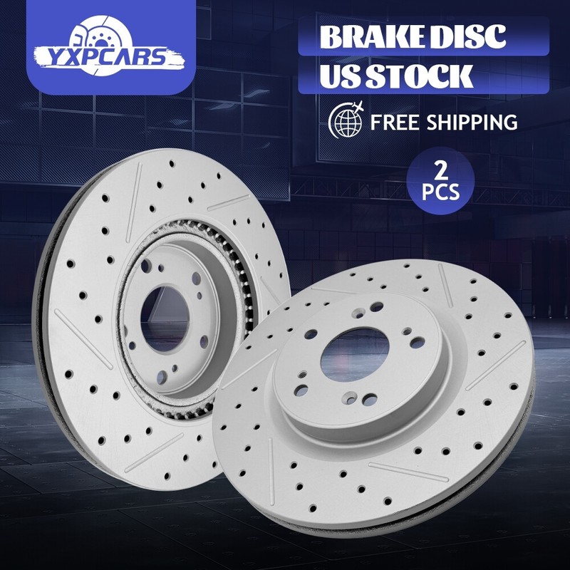 2x Front Drilled Disc Brake Rotors Set For 2012 2013 2014 – 2016 Honda CR-V