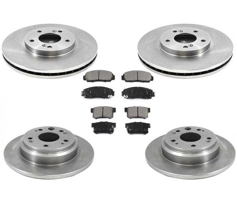 fits For F&R Disc Brake Rotors Ceramic Brake Pads for Acura 3.5RL 2002-2004