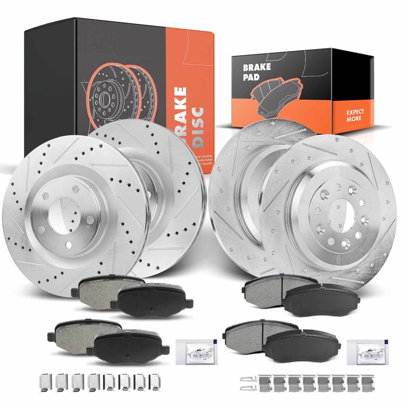 12x Front and Rear Drilled Rotors & Ceramic Brake Pads for Ford Edge Lincoln MKX