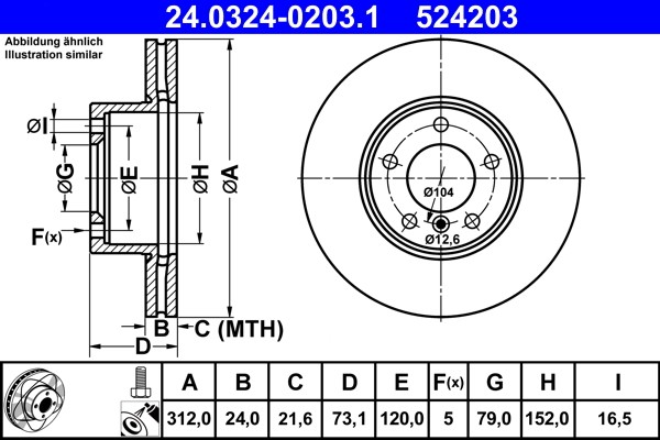ATE 24.0324-0203.1 Brake Disc for BMW