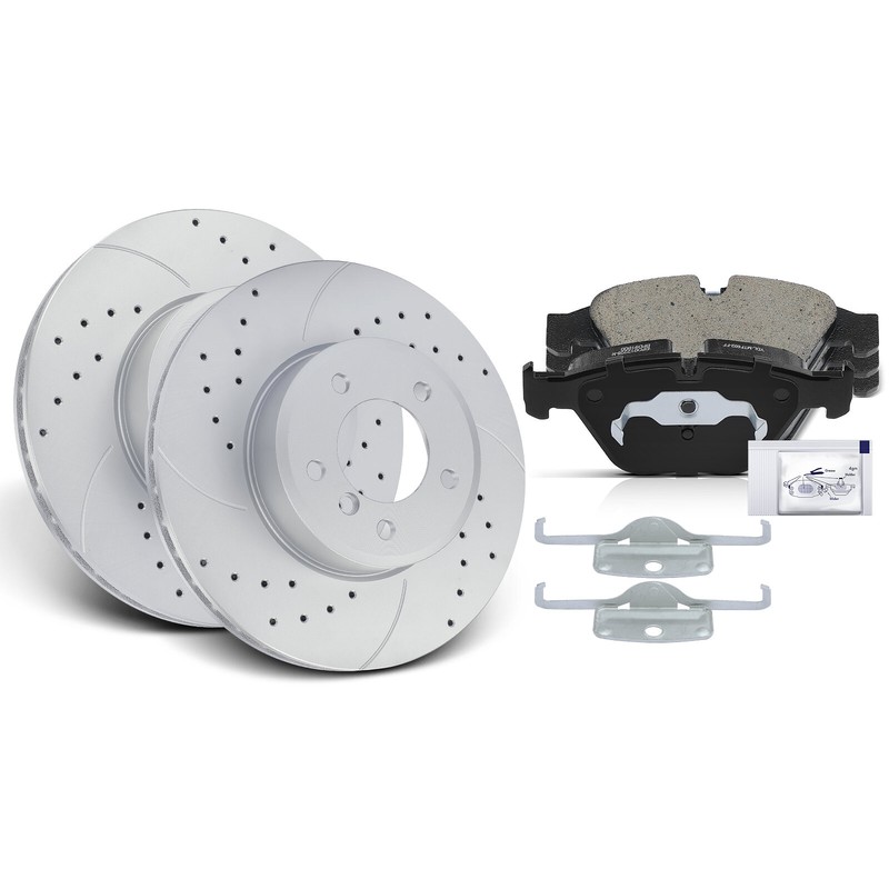 Drilled Brake Rotor & Ceramic Brake Pad for BMW 525i 525xi 528i 528xi 530 Front gallery