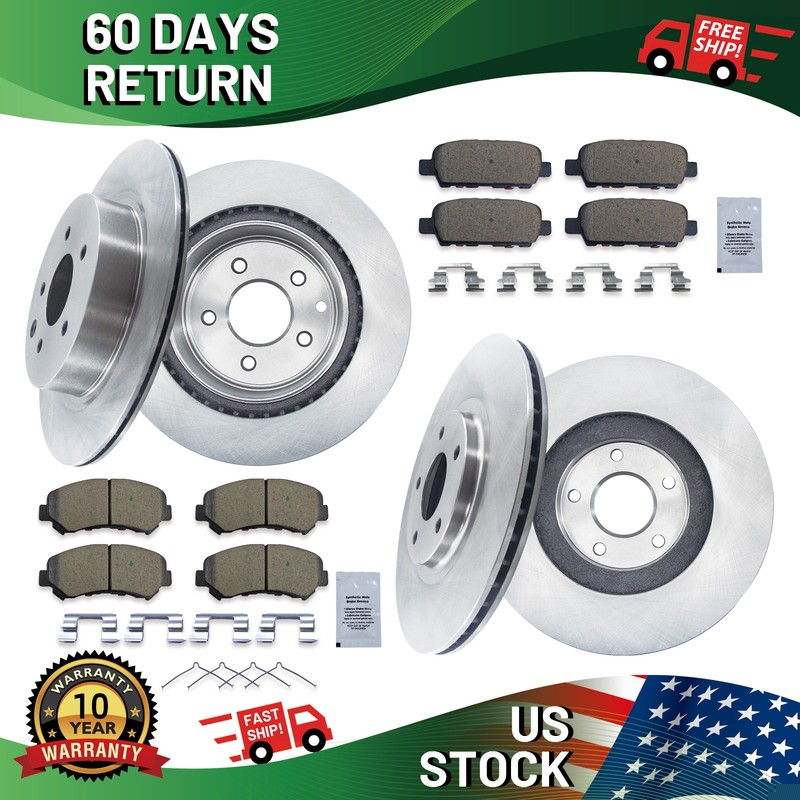 10pc Front Rear Drilled Slotted Rotors Brake Pads for 2009-2014 Nissan Maxima