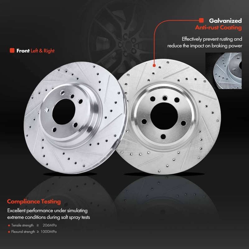 Front Drilled Brake Rotors & Pads + Brake Caliper for BMW 335d 335i xDrive 335is gallery