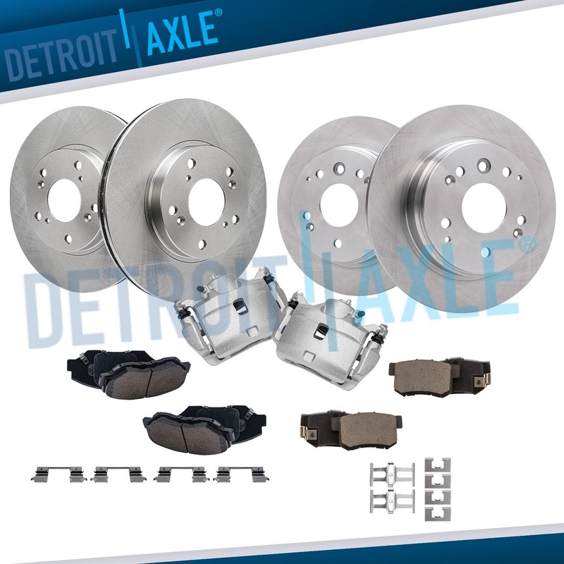 Front & Rear Disc Rotors Brake Pads + Front Calipers for 2003-2011 Honda Element