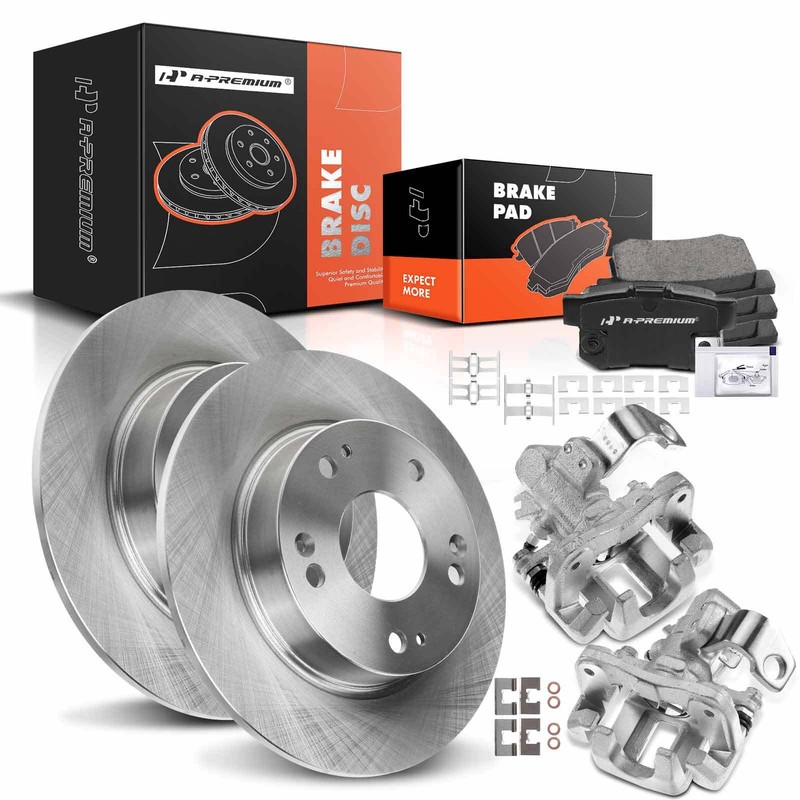 Rear Disc Rotors & Ceramic Brake Pads + Calipers for Honda Civic 06-15 Acura CSX