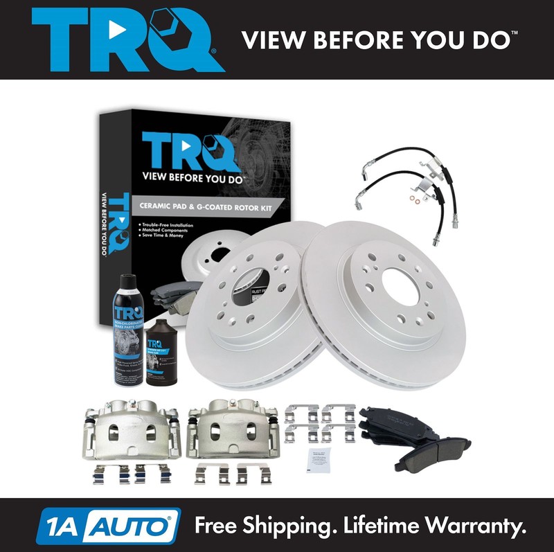 TRQ Brake Pad & Rotor Kit Premium G-Coated Ceramic Fits Cadillac Chevrolet GMC