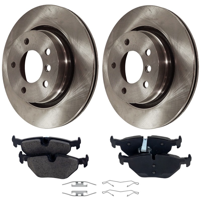 Rear Brake Disc Rotors and Pads Kit for 325 328 E46 3 Series BMW 325Ci E90 325i