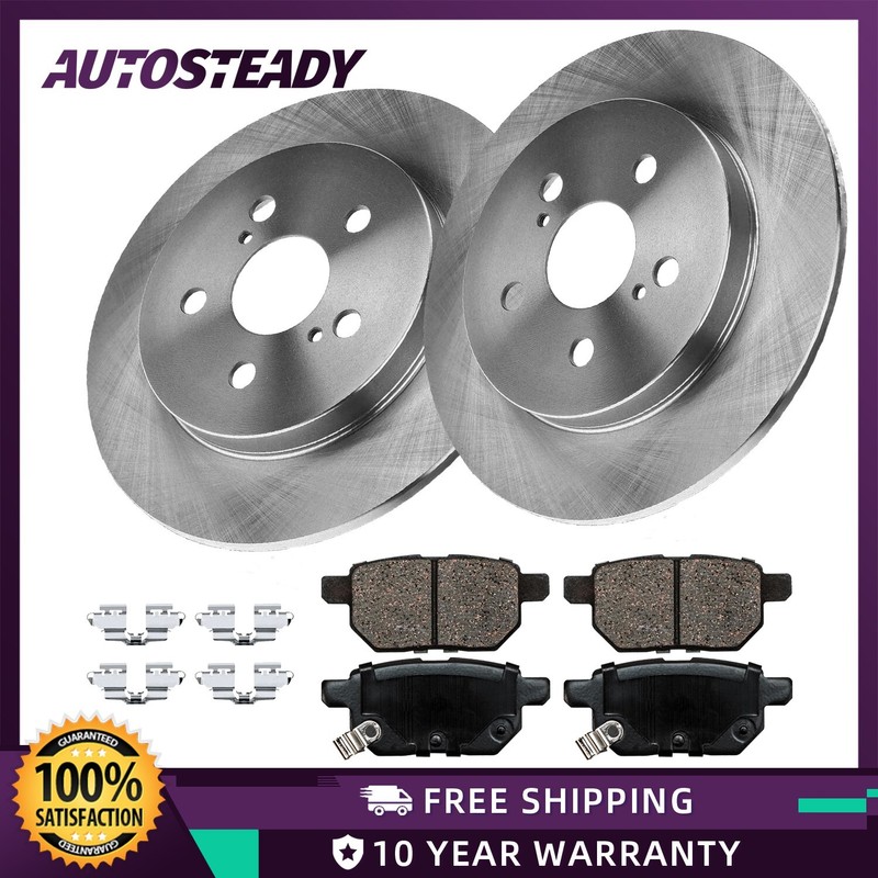 Rear Disc Brake Rotors + Ceramic Brake Pads for Toyota Matrix Prius AWD-e